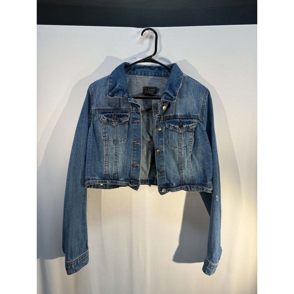 Blue Denim Jean Jacket – Cropped Button-Front Trucker Jacket
